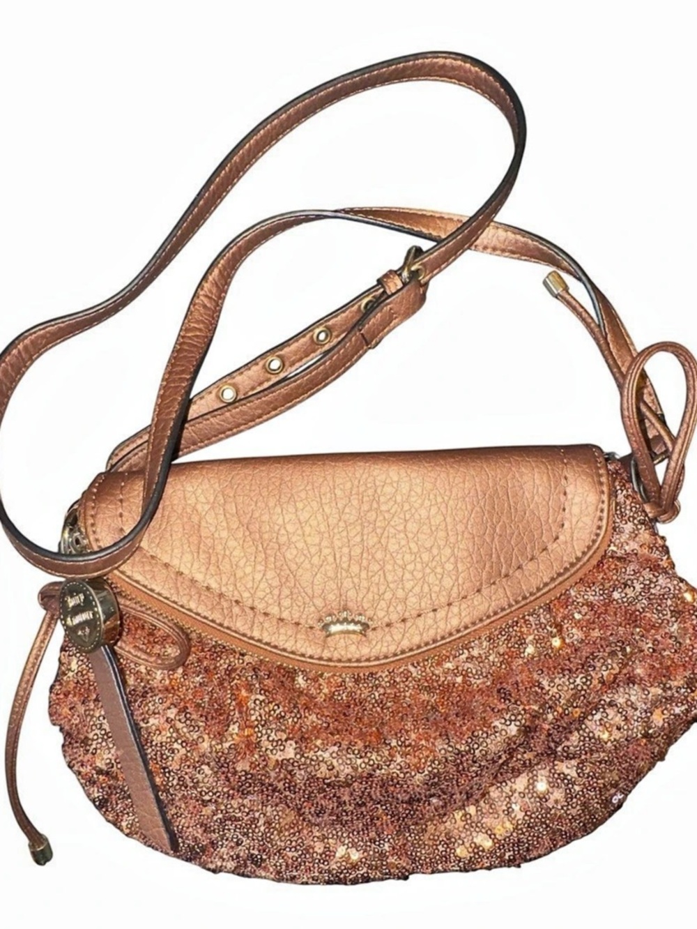 Juicy Couture Mini Traveler Rose Gold Sequin Crossbody Bag NWT